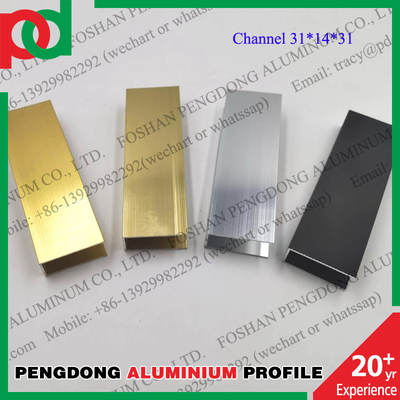Cấu hình cửa sổ nhôm Tùy chỉnh U Channel Màu vàng bạc bóng