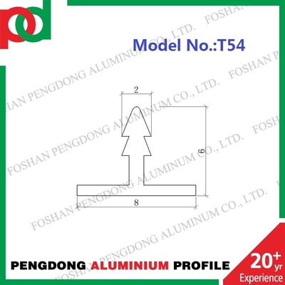 Trang trí 8mm hình chữ T Hồ sơ cắt nhôm bạc Sơn tĩnh điện mờ