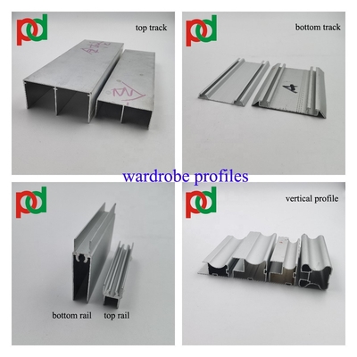 Hồ sơ cửa tủ quần áo trượt nhôm 6m Chống ăn mòn OEM