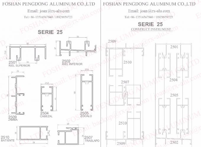 Nhôm Profiles Extrusion For Nhôm Frame Window Color Plata Màu bạc Natural Serie 25
