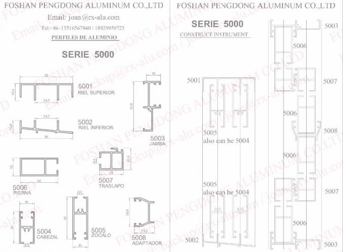 Nhôm profiles for các cửa sổ and doors to Chile and Bolivia Marcket Line 5000