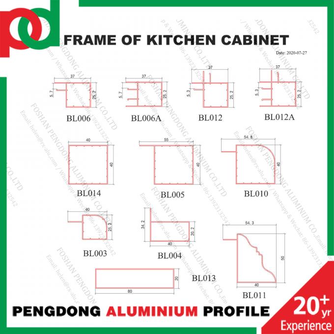 Powder Coated and wooden Nhôm profile for cabinet