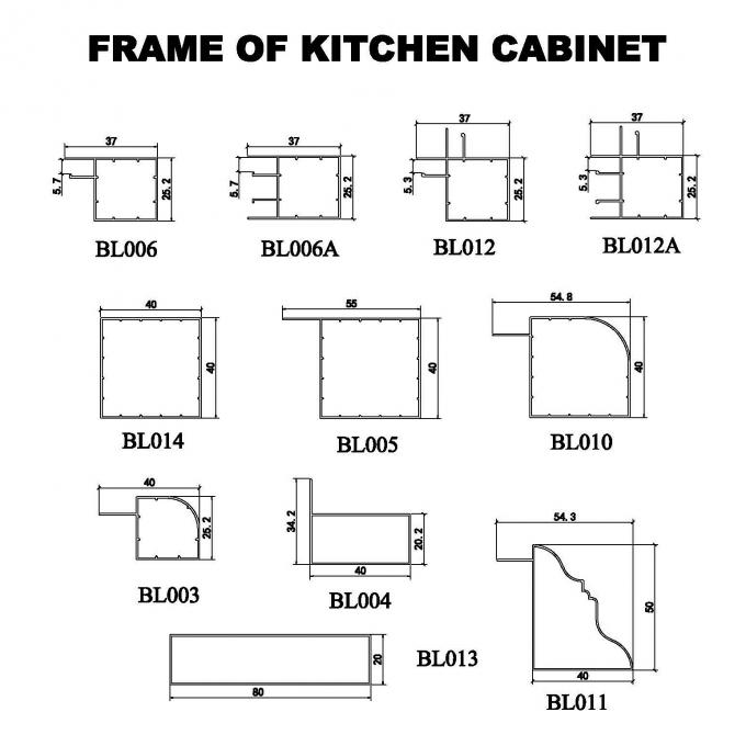 Nhôm kitchen cabinet Profile with ACP